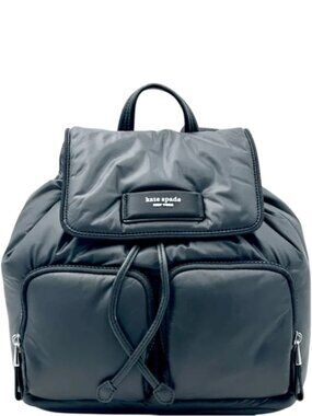 Kate Spade Black Nylon Backpack – Drawstring Flap (New)